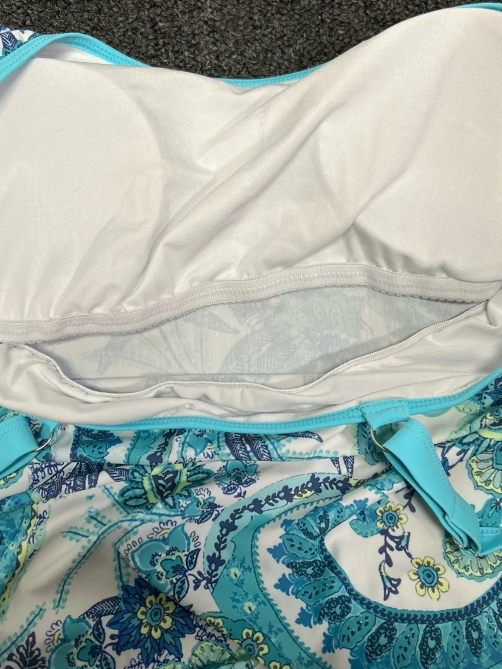 Paisley Tankini with Turquoise Swim Shorts - Unbranded
